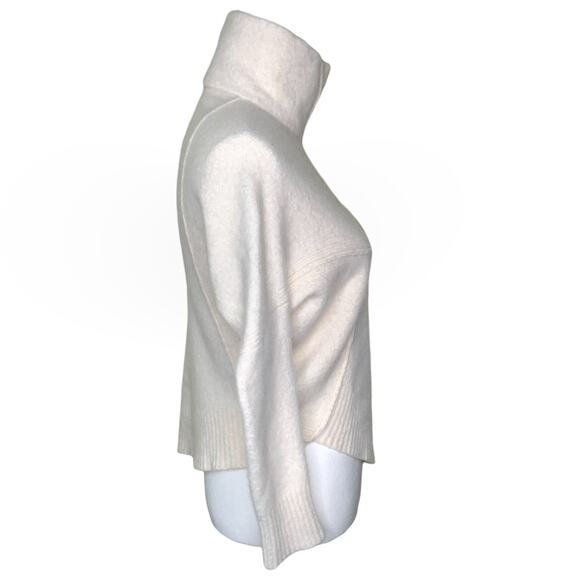 Allsaints Ivory White Cream Lock Roll Neck Asymmetric Wool Turtleneck Sweater - Picture 10 of 12